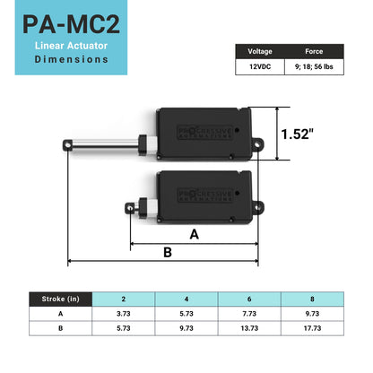 PA-MC2 micro actuator dimensions