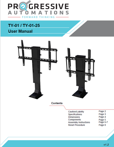 Manuel d'utilisation TY-01 / TY-01-25 pour le nouveau boîtier de commande