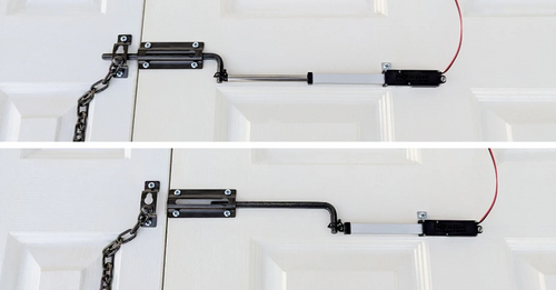 Electric linear actuator controlling a door lock mechanism for remote access automation